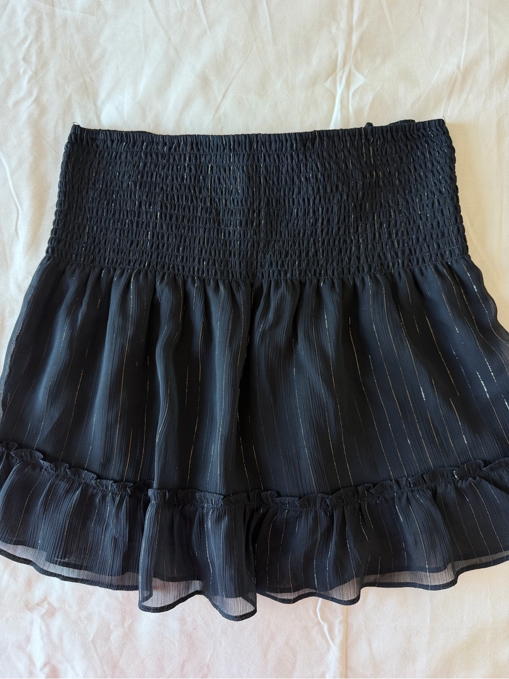 Aqua Black Mini Skirt with Gold Pinstripes Size M